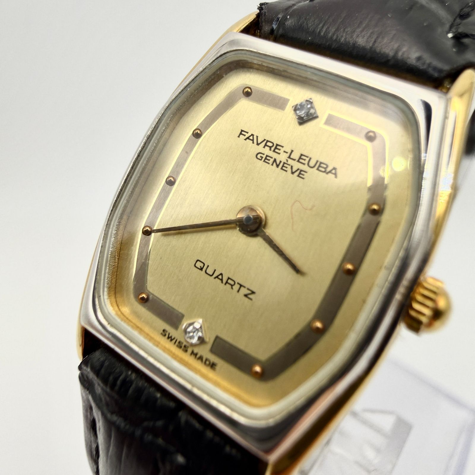 不動 FAVRE LEUBA GENEVE 0259-53 クォーツ ゴールド文字盤 石付き
