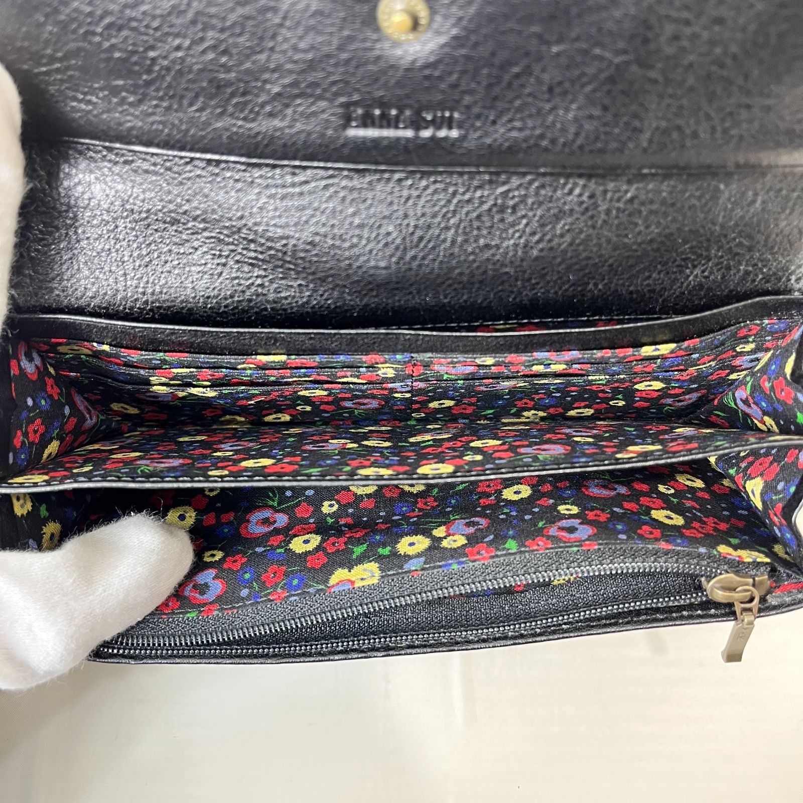 ANNA SUI アナスイ ダリア バタフライ 長財布 がま口 レザー 蝶 花