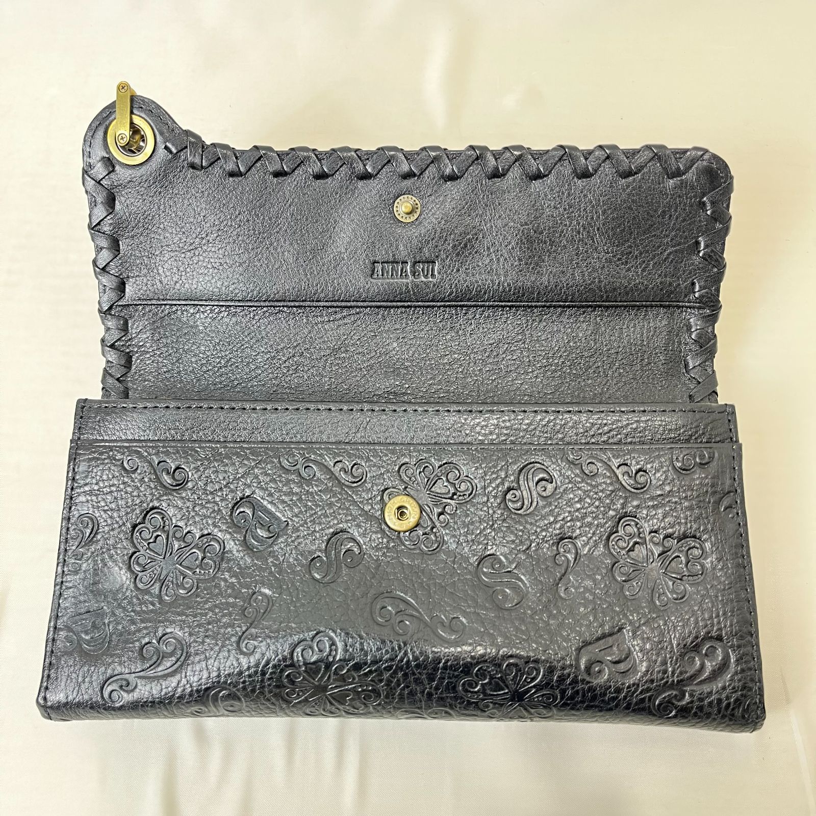 未使用☆ANNA SUI アナスイ ダリア バタフライ がま口 レザー 長財布 ANNA SUI アナスイ ダリア バタフライ 長財布 がま口 レザー 蝶 花