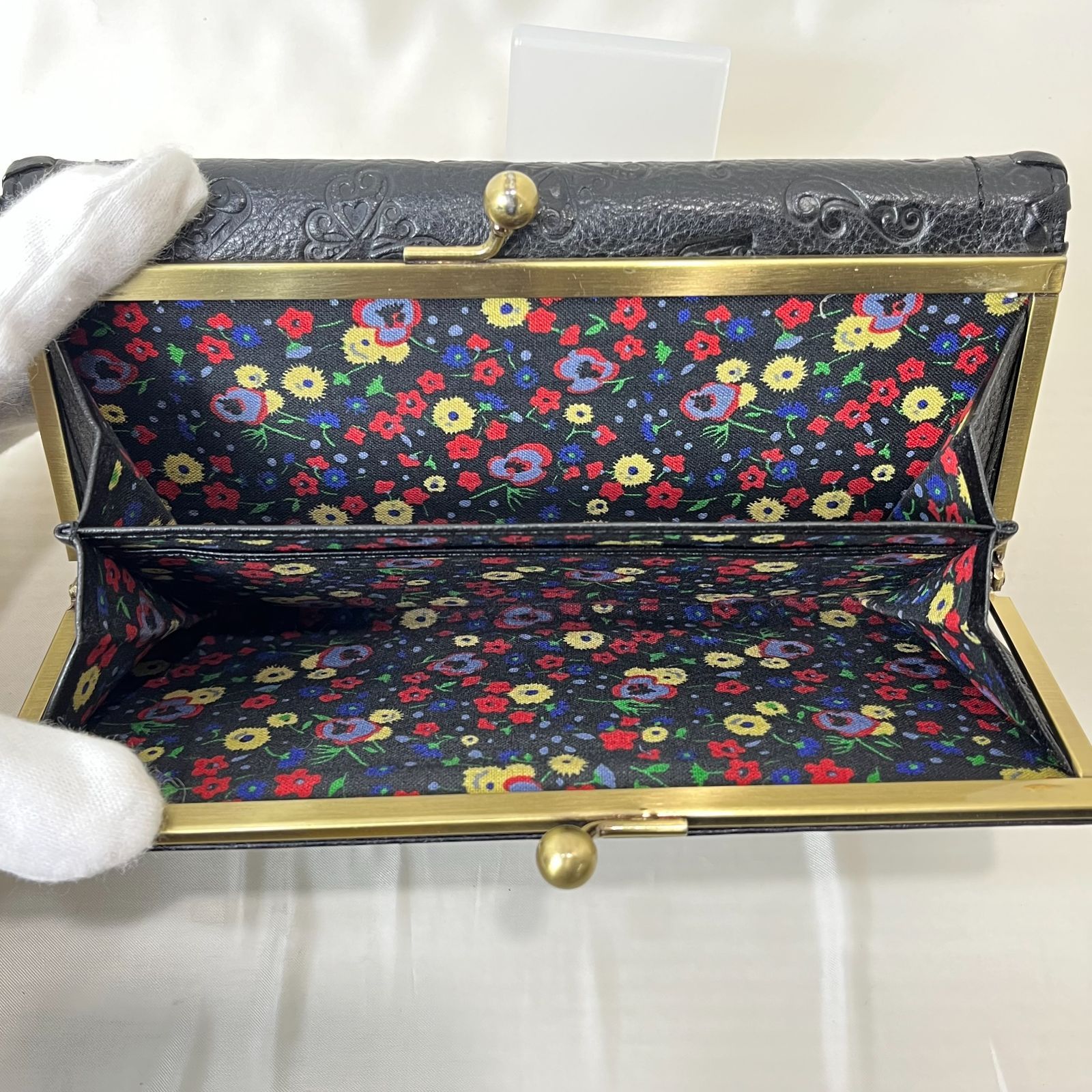 ANNA SUI アナスイ ダリア バタフライ 長財布 がま口 レザー 蝶 花
