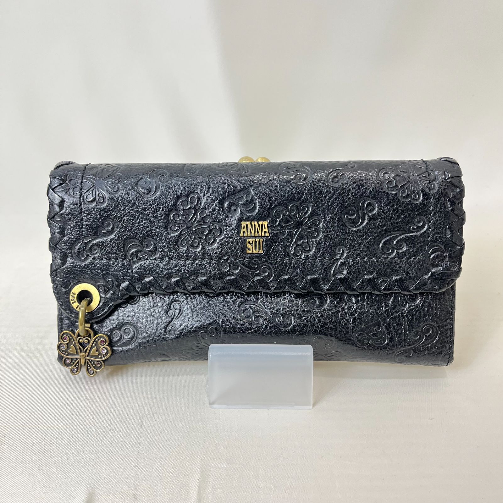 ANNA SUI アナスイ ダリア バタフライ 長財布 がま口 レザー 蝶 花 