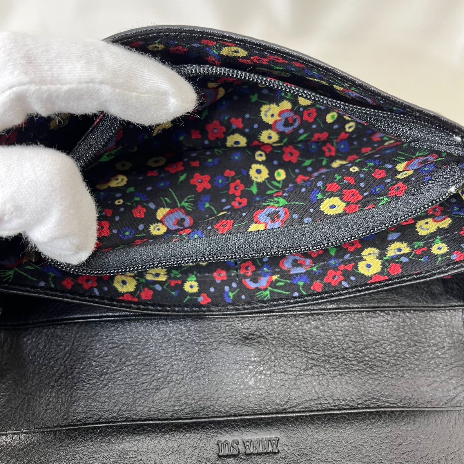 ANNA SUI アナスイ ダリア バタフライ 長財布 がま口 レザー 蝶 花
