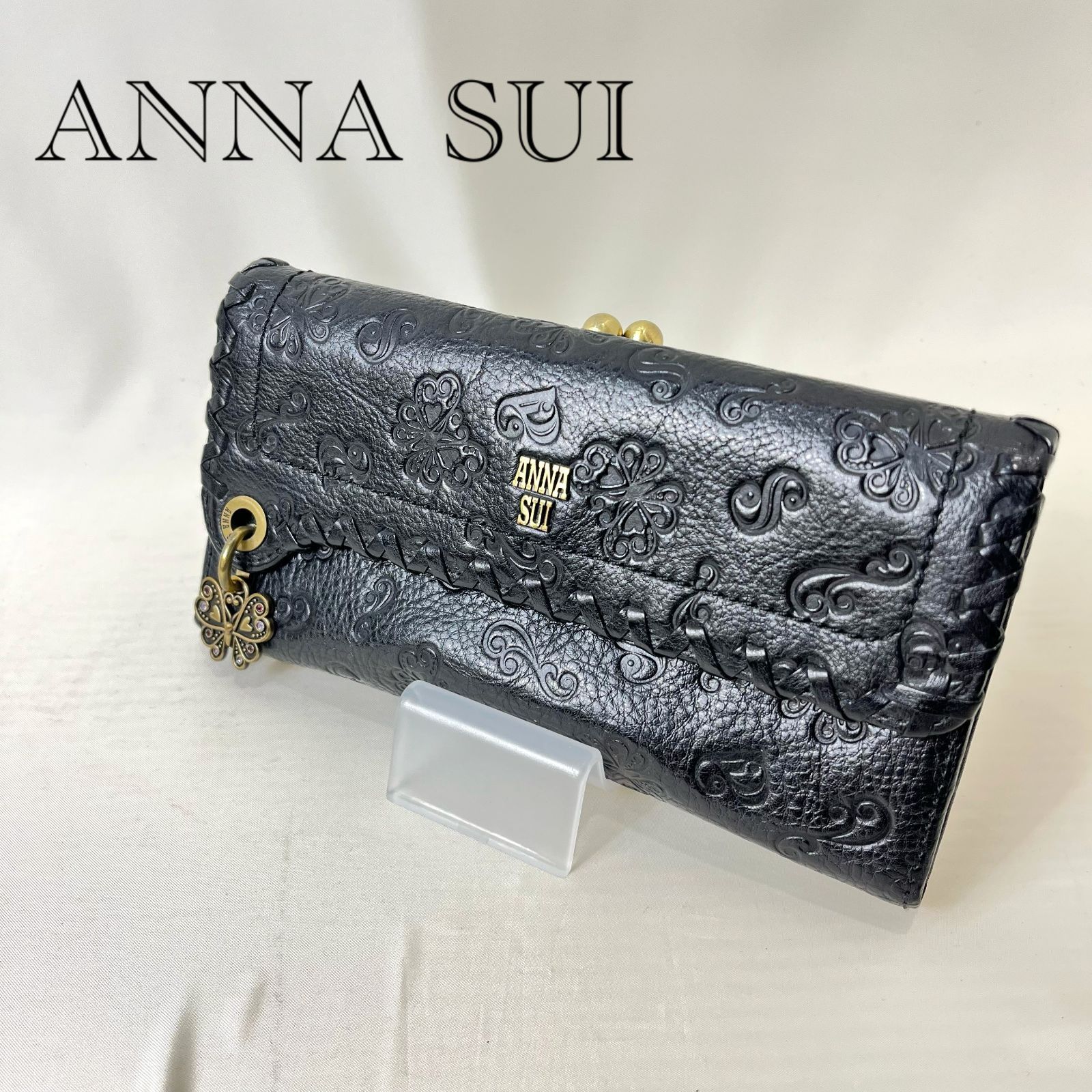 未使用☆ANNA SUI アナスイ ダリア バタフライ がま口 レザー 長財布 ANNA SUI アナスイ ダリア バタフライ 長財布 がま口 レザー 蝶 花
