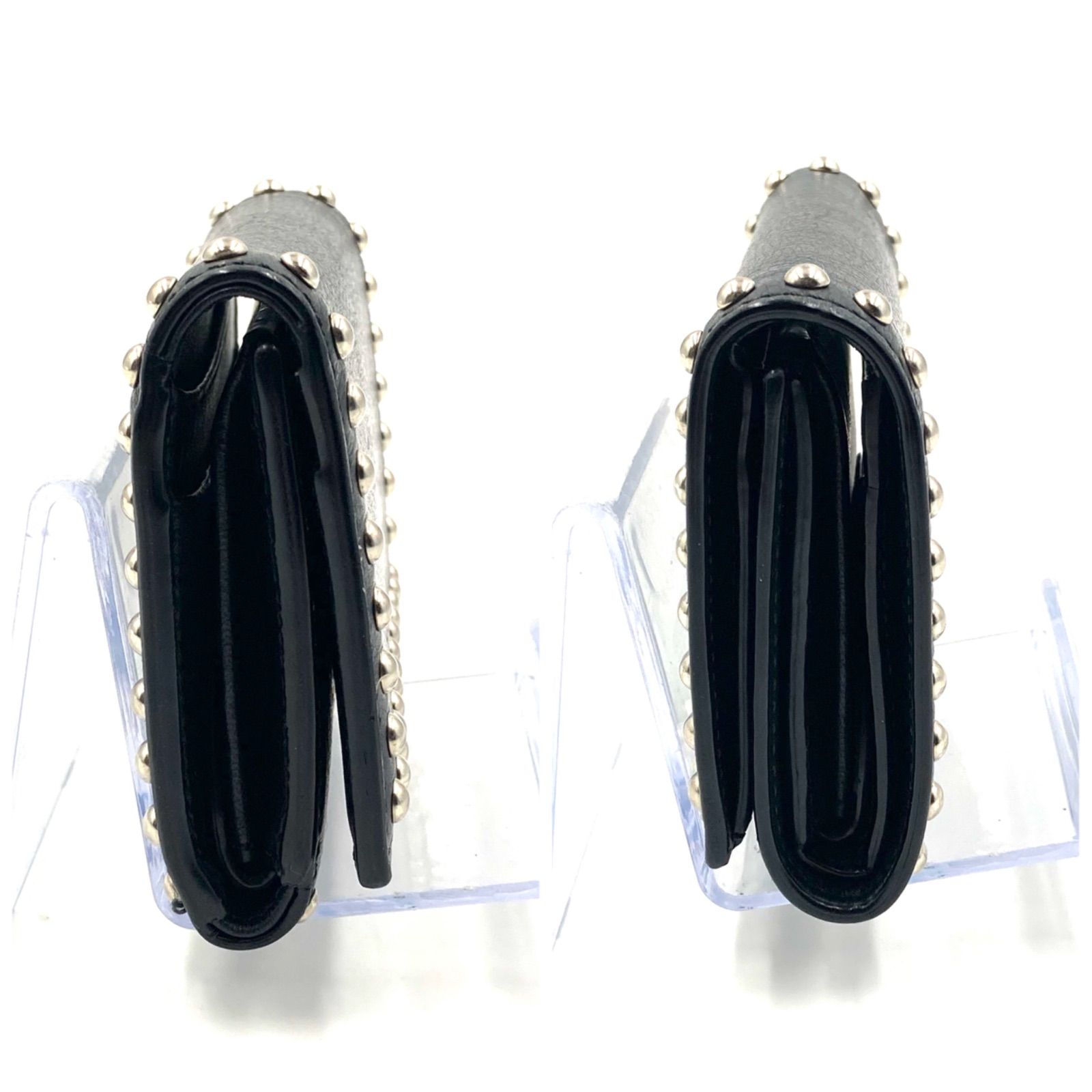 J&M DAVIDSON レザー コンパクト 三つ折り財布 ブラック スタッズ