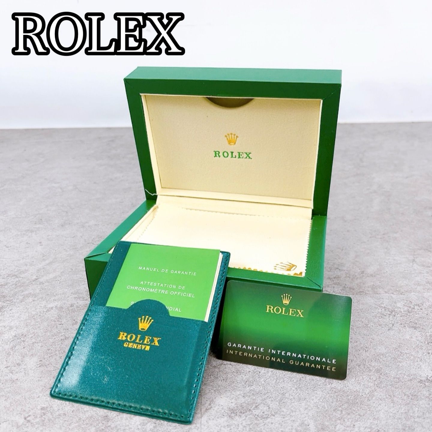 H-1269 ROLEX ロレックス 純正 時計空箱 付属品セット グリーン系 中古 
