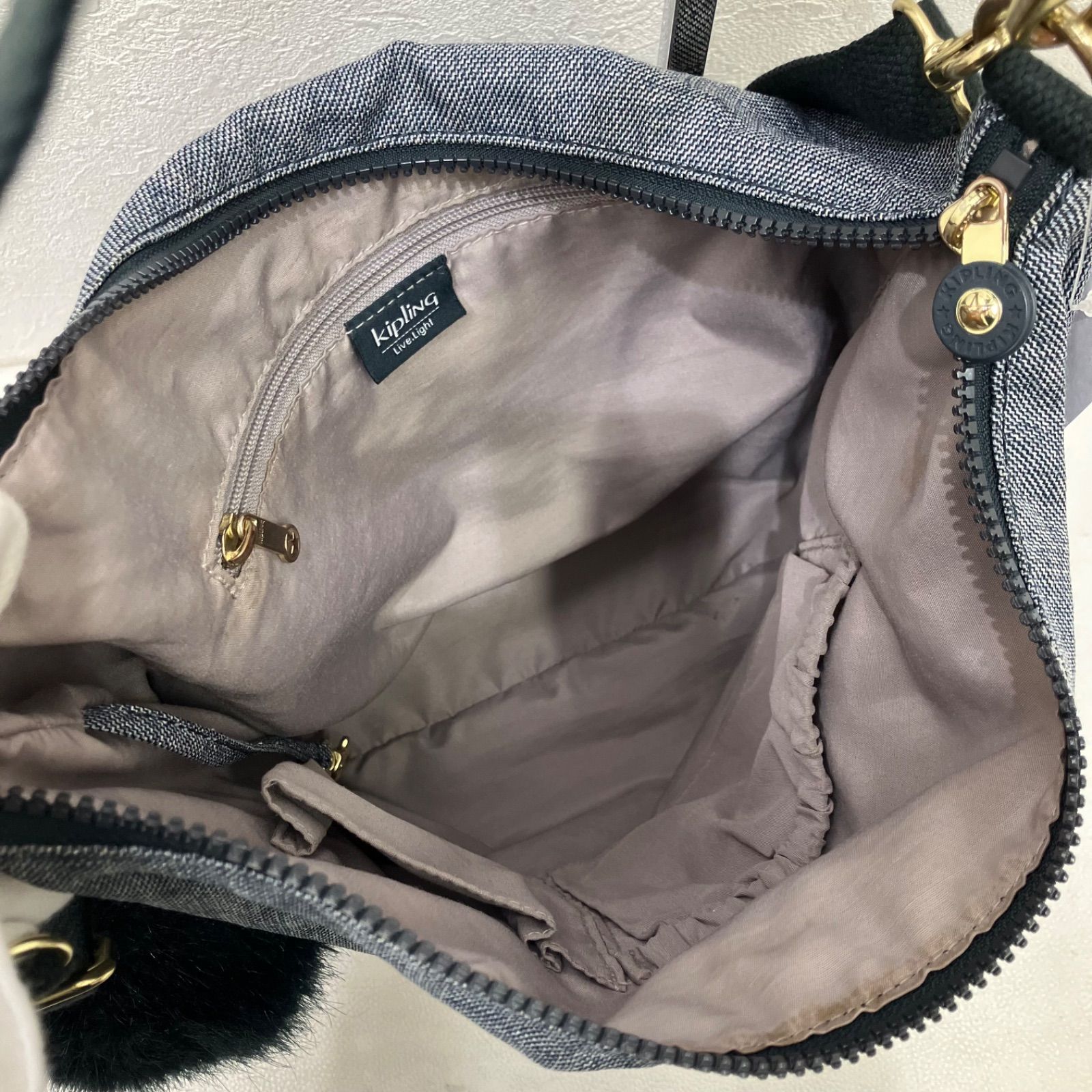 お取り寄商品 Kipling デニム調 トートバッグ 2WAY サルチャーム付き 