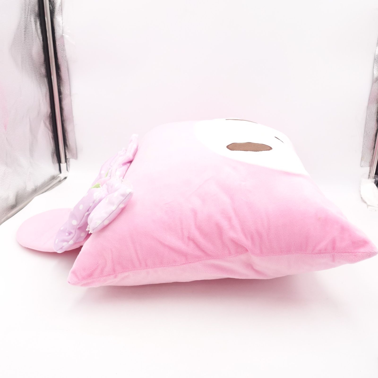 マイメロディ ビッグ フェイスクッション 枕 中古品 バラ リボン 