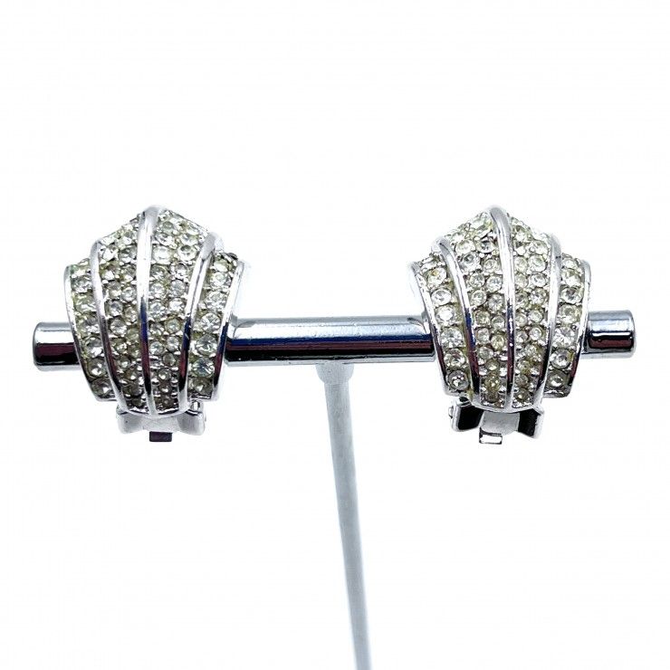 Christian Dior(クリスチャン・ディオール)ヴィンテージ イヤリング クリップイヤリング ラインストーン シルバーカラー レディース【中古】