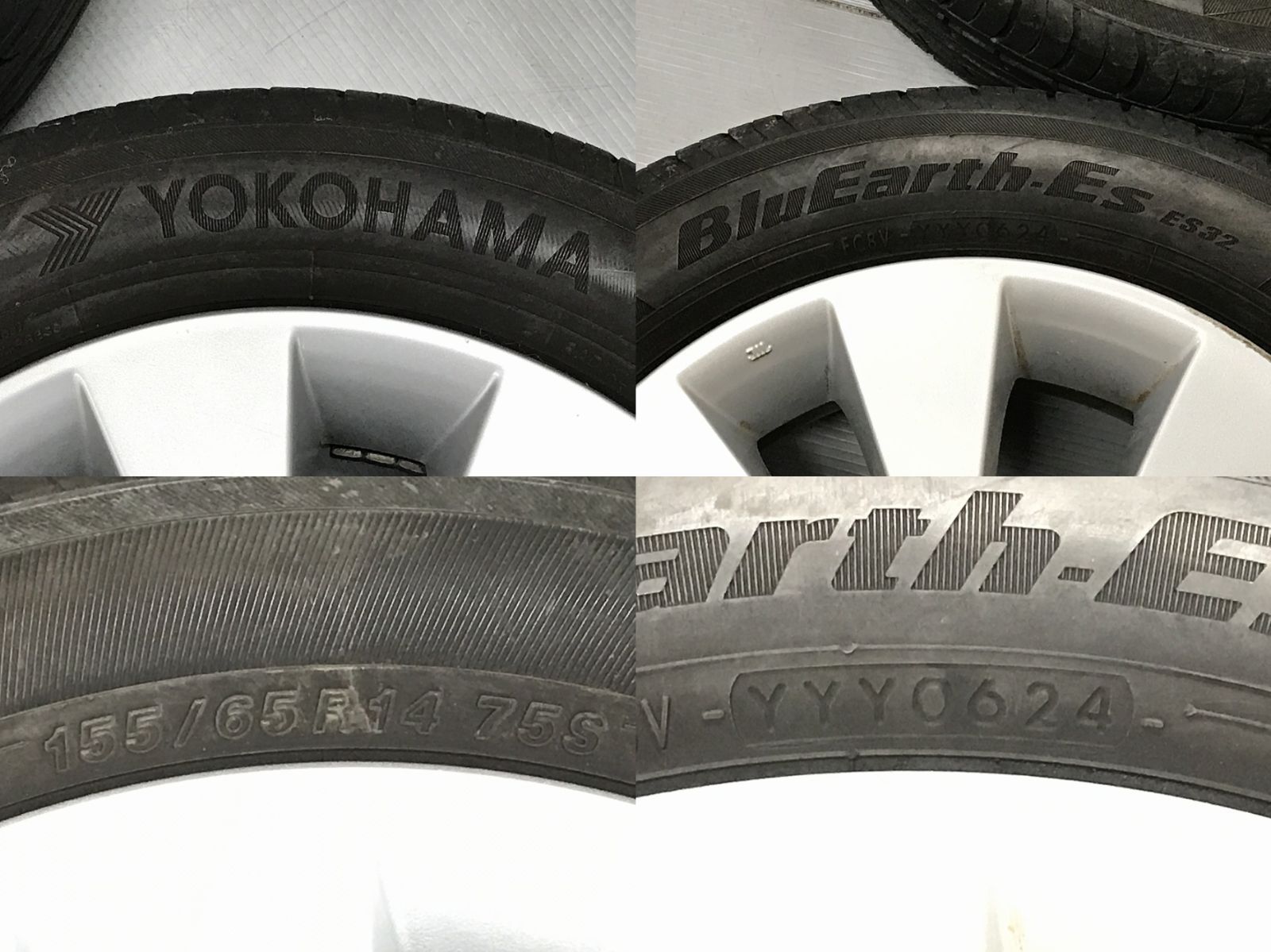 ◎スズキ軽用 バリ溝 24年製 YOKOHAMA 155/65R14 純正傷少良品 14inc 