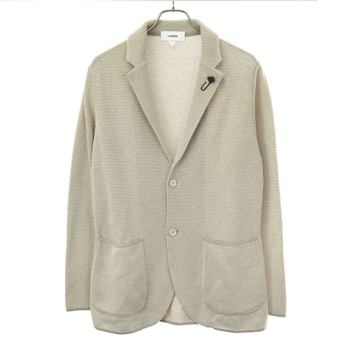 LARDINI ラルディーニ 25SS コットン バーズアイ シングル ニットジャケット JBLJM70 ベージュ M メンズ LARDINI ラルディーニ 25SS コットン バーズアイ シングル