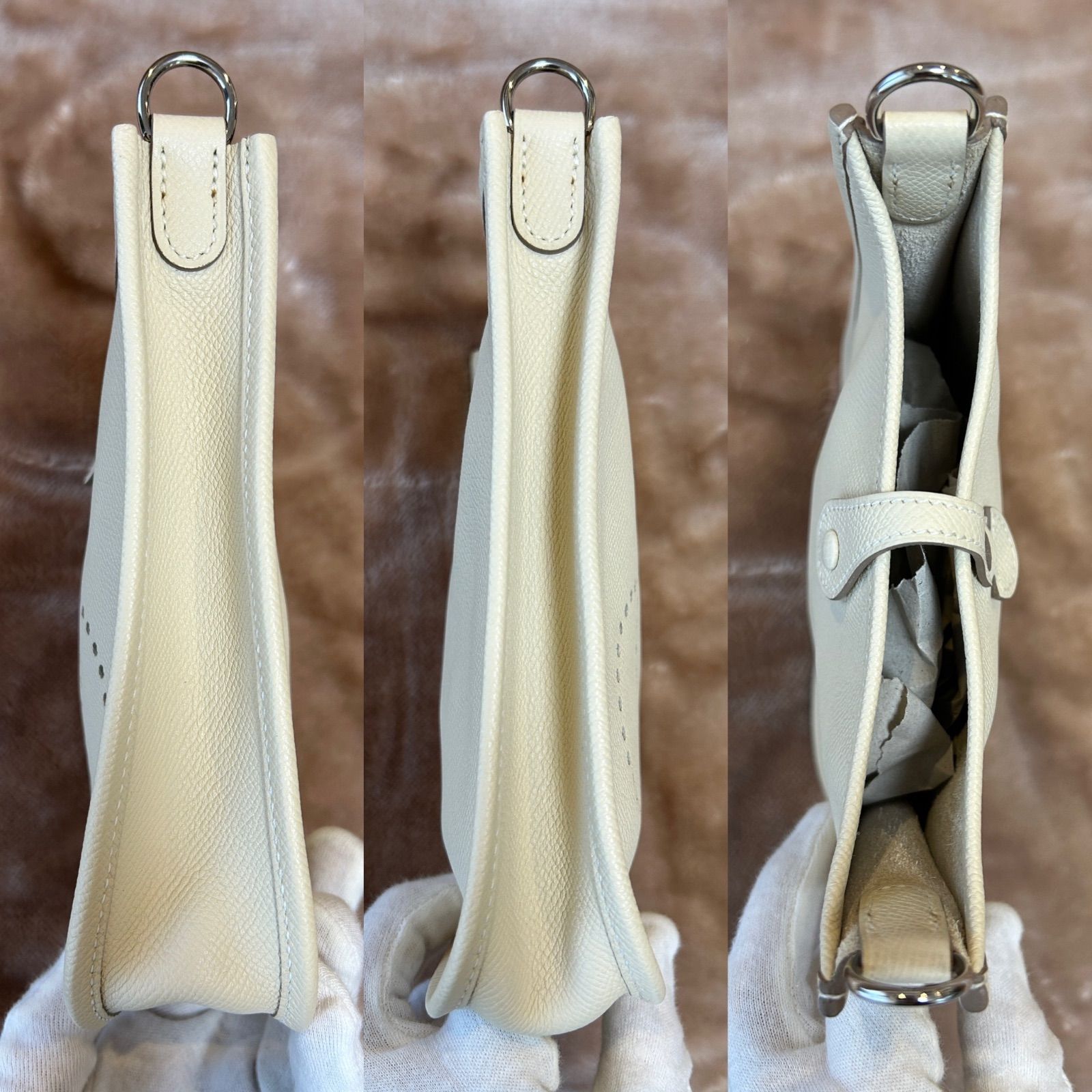 エルメスHERMESエヴリンTPMエブリン刻印Aミニバッグ ワンショルダーバッグ ワンショルダーバック クロスボディバッグ クロスボディバック 襷掛けバッグ たすき掛けバッグ 斜め掛けバッグ肩掛けバッグ鞄カバンエブリンミニミニエブミニエブリンクレームアイボリー エルメスHERMESエヴリンTPMエブリン刻印Aミニバッグ ワンショルダー