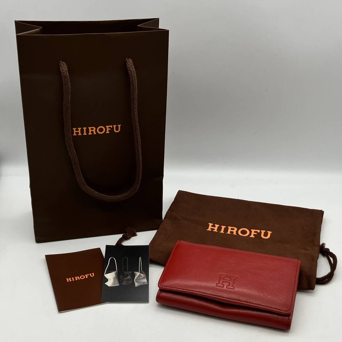 HIROFU ヒロフ 二つ折り財布 レザー ウォレット 本革 レッド - メルカリ