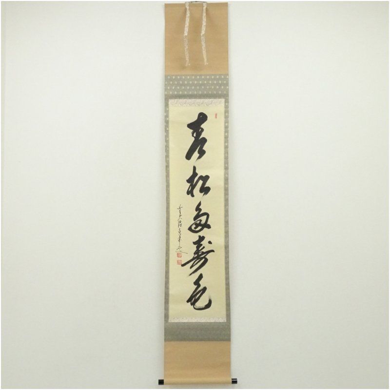 前大徳 大橋香林筆 「青松多寿色」一行書 肉筆紙本掛軸(共箱 前大徳 大橋香林筆 「青松多寿色」一行書 肉筆紙本掛軸(共箱
