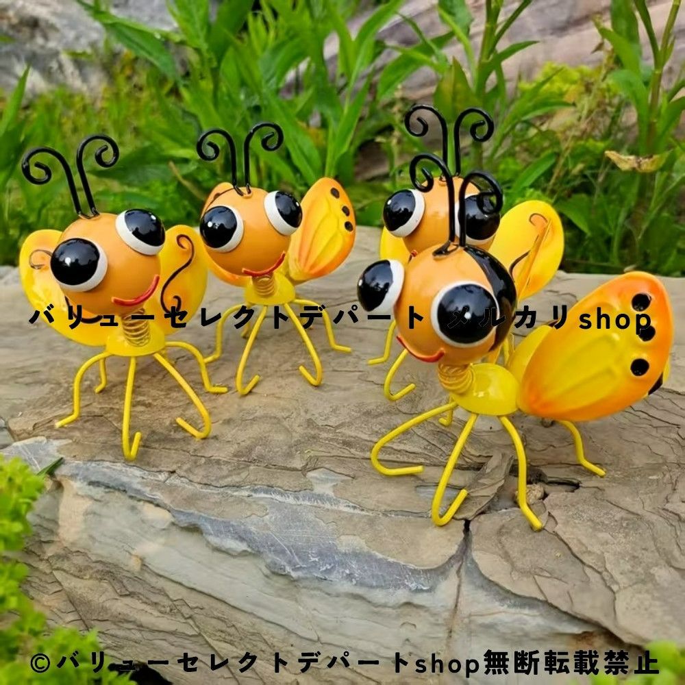ガーデンオーナメント 蜂 2個セット メタル製 ハチ壁飾り アイアン