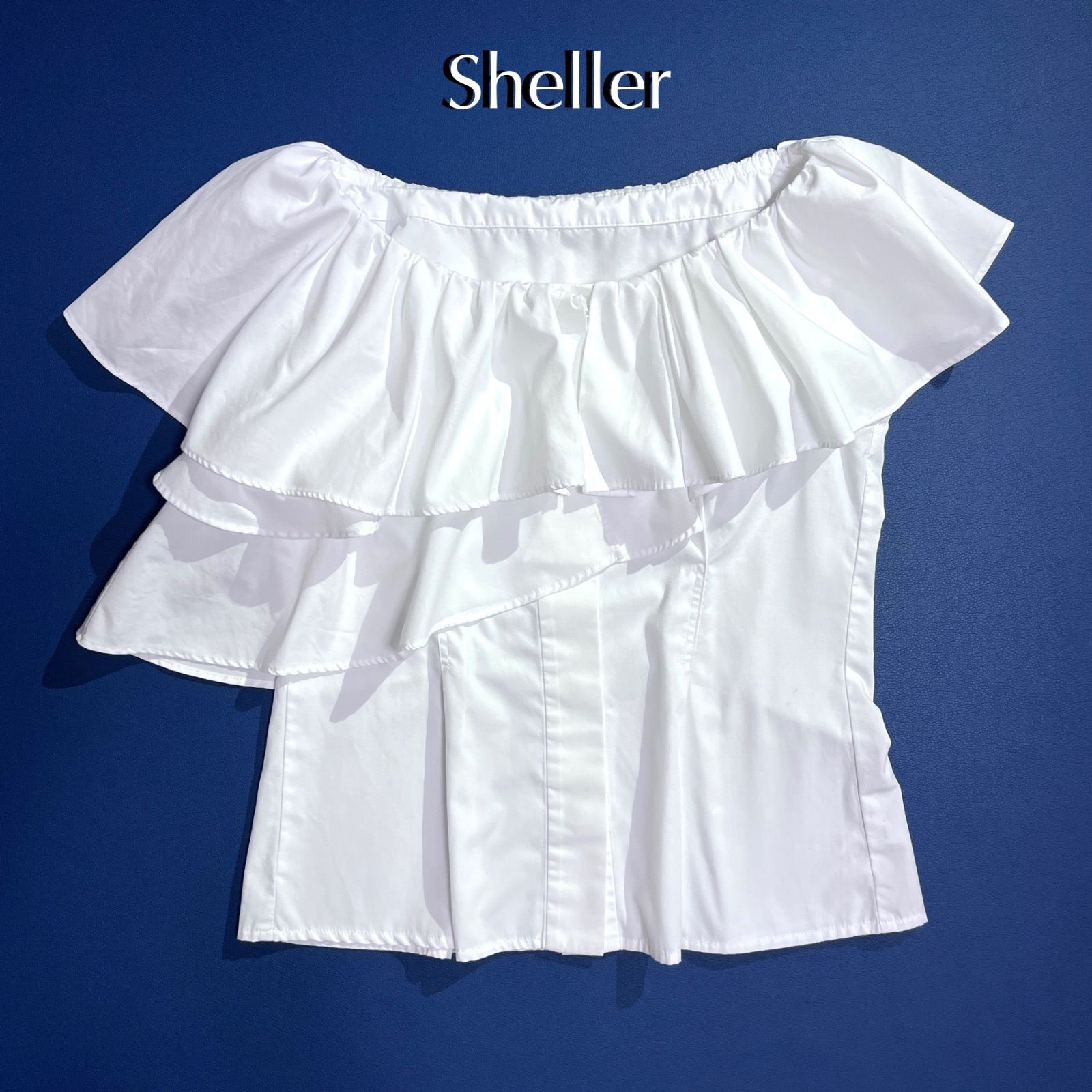 未使用】 Sheller 4WAYフリル ブラウス シャツ ホワイト Sheller 4WAY 