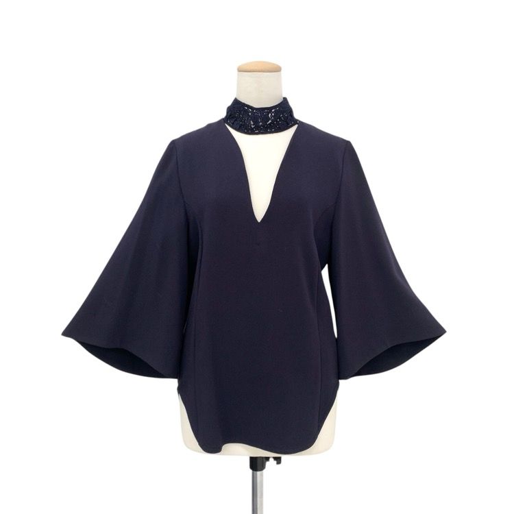 Mame Kurogouchi マメクロゴウチ Embroidery Silk Collar Tops シルク