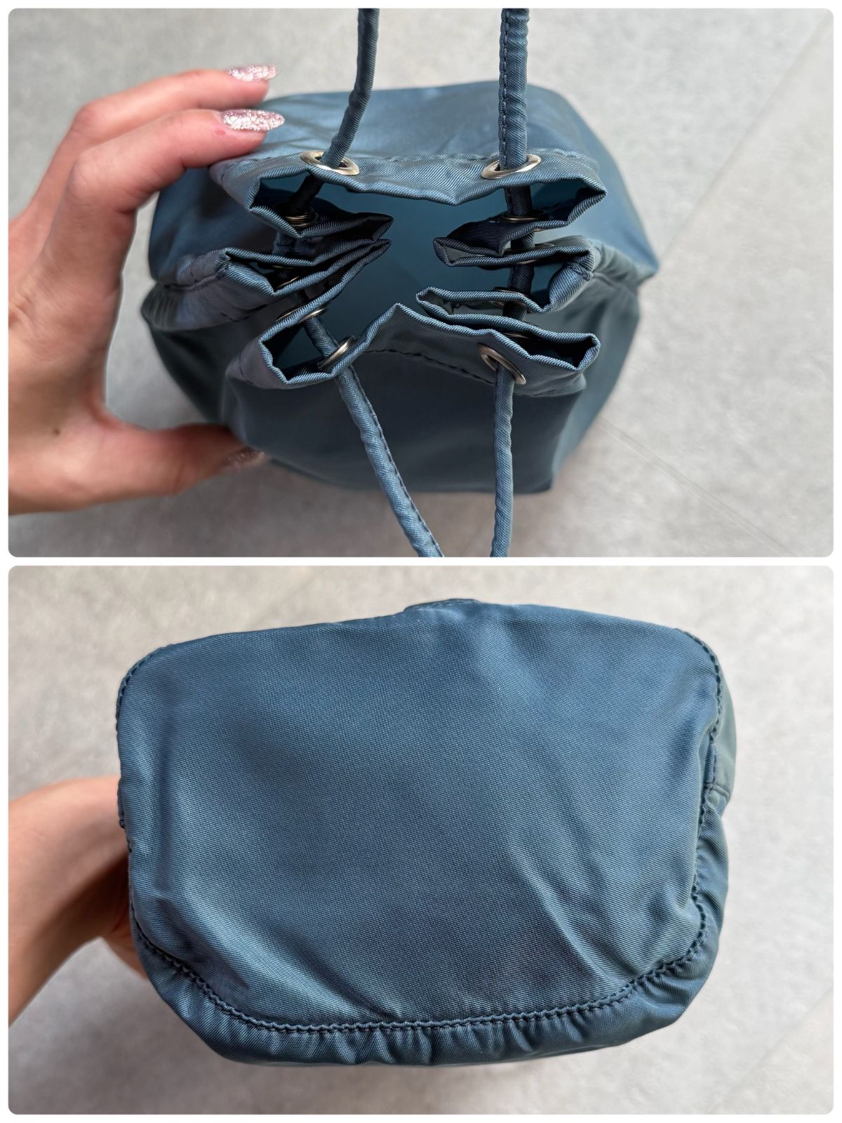 美品 PRADA プラダ 三角ロゴ 巾着バック ナイロン ハンドバック