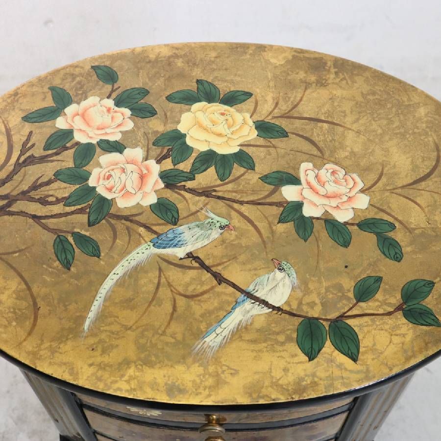 シノワズリ 棚 東ハ シノワズリスタイル 花鳥画 サイドキャビネット 幅