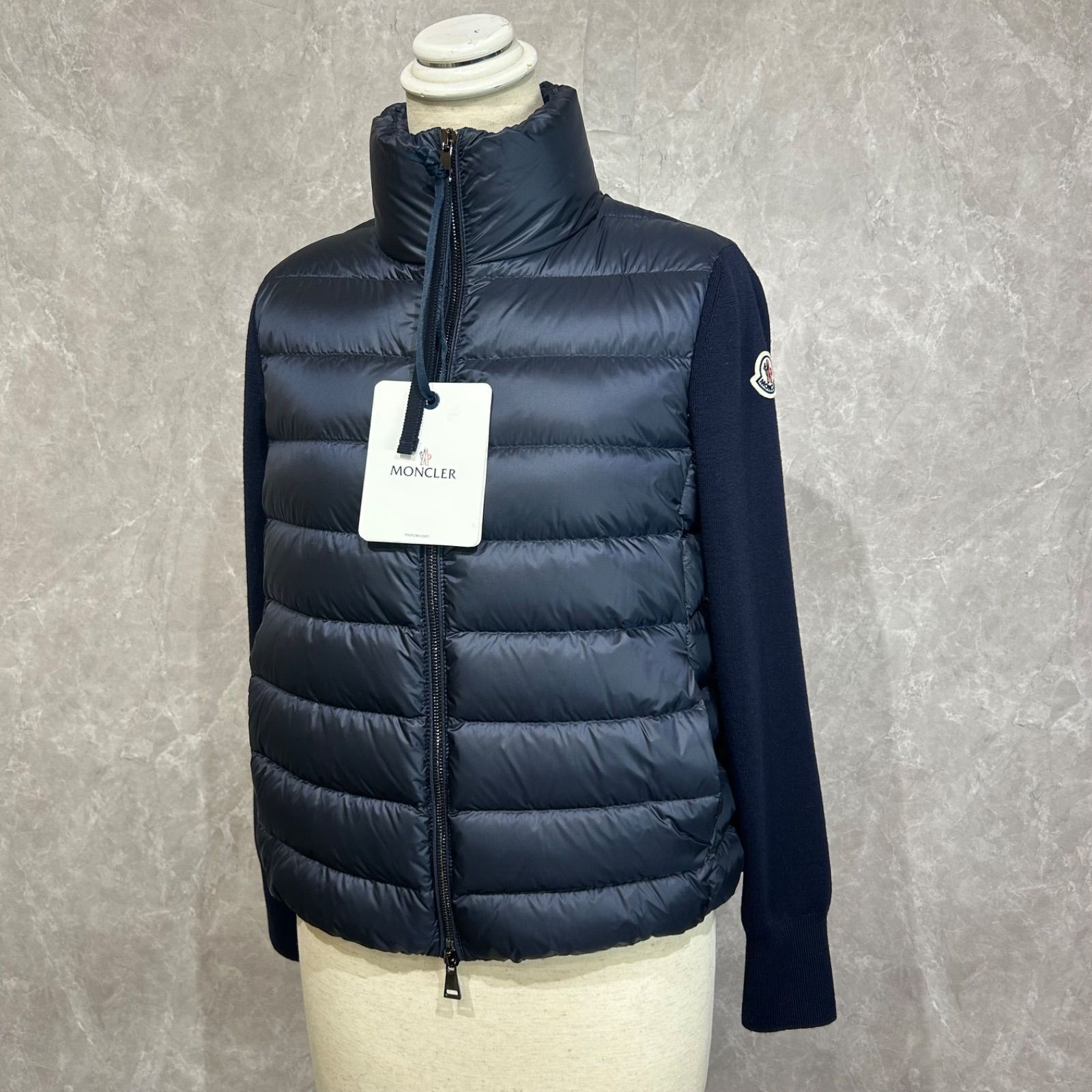モンクレール　ダウンニット　ネイビー 中古・古着通販】MONCLER (モンクレール) ニットダウン切替ジャケット