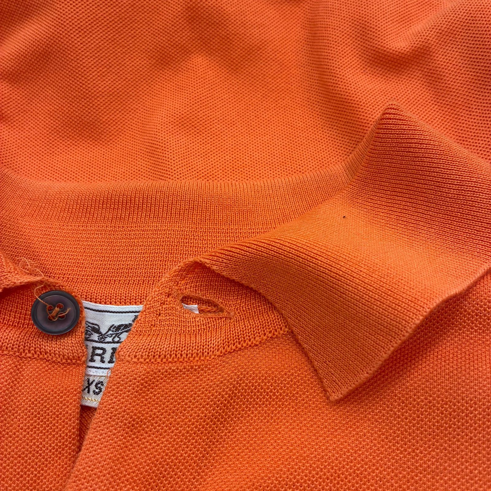 エルメス HERMES】刺繍コットンポロシャツ XS オレンジ - メルカリ