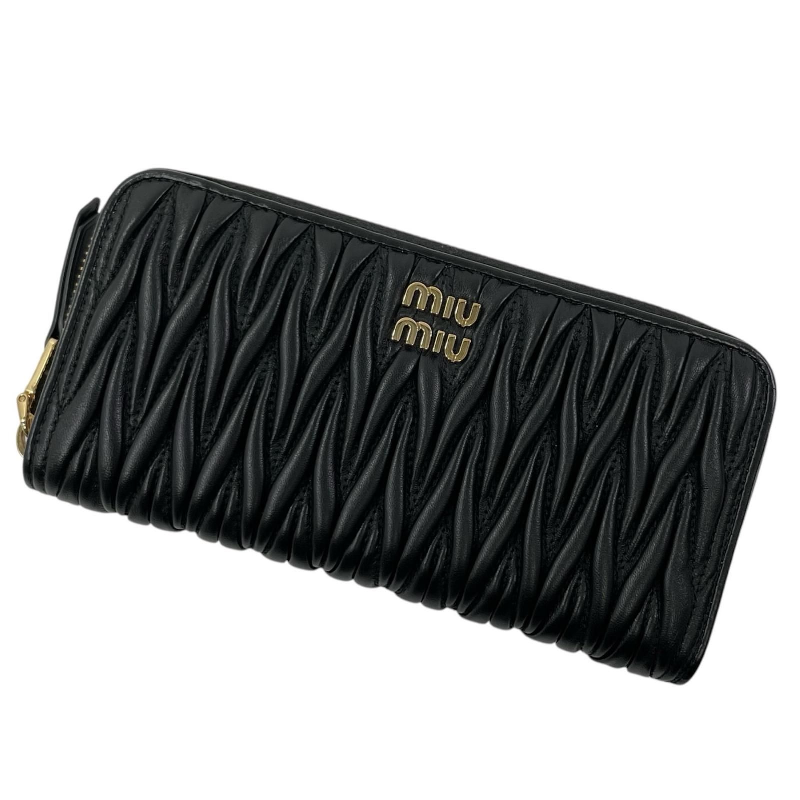 【中古】Miu Miu | ミュウ ミュウ マテラッセ ラウンドファスナー長財布 5ML506 ブラック【尾張小牧店】 中古】Miu Miu | ミュウ ミュウ マテラッセ ラウンドファスナー長財布