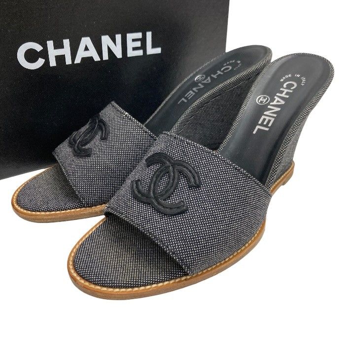 CHANEL/シャネル/デニム/ココマーク/ウェッジソールミュール CHANEL/シャネル/デニム/ココマーク/ウェッジソールミュール