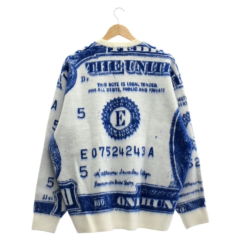 中古】Supreme MONEY SWEATER ニット L ホワイト ブルー シュプリーム