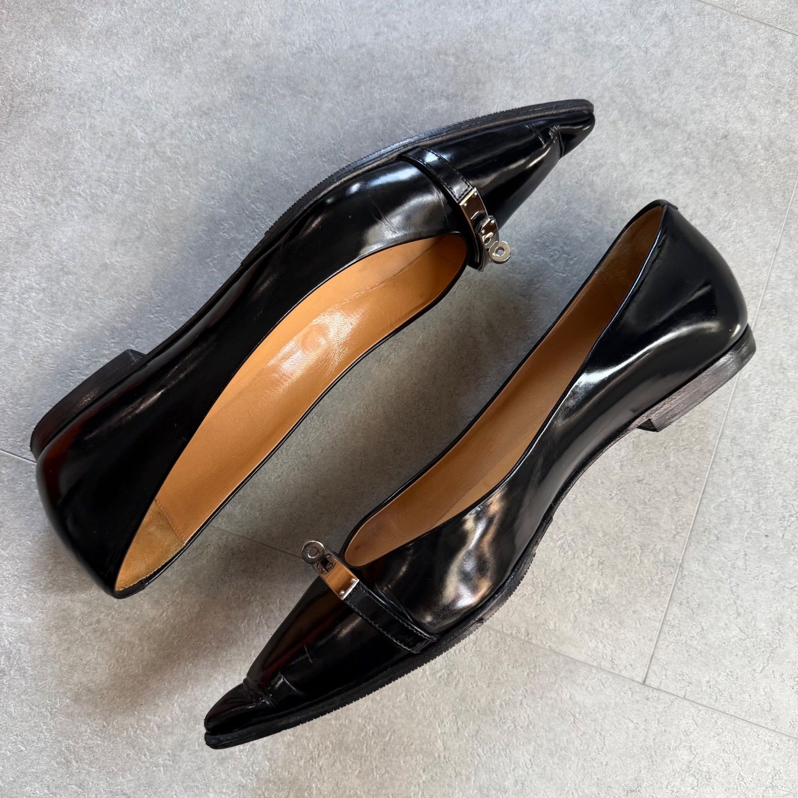 HERMES エルメス ケリーバックル バレエシューズ フラットシューズ 