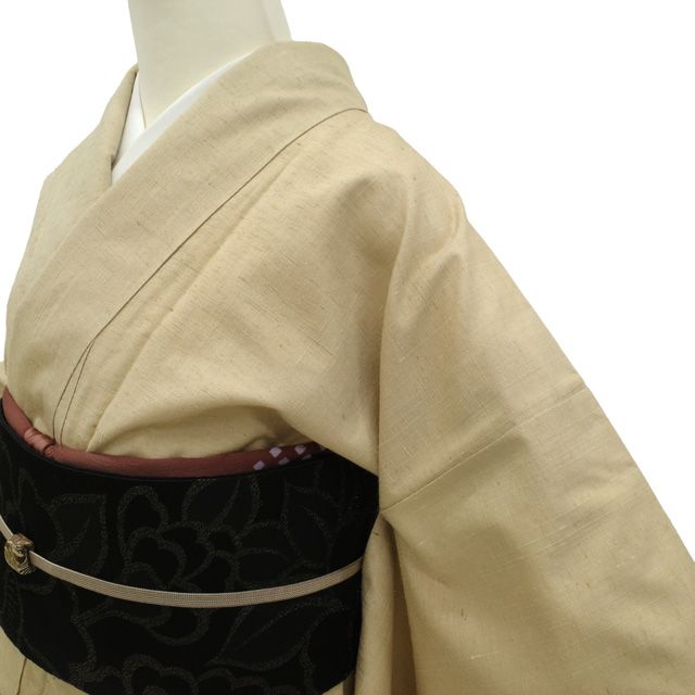中古】 紬 着物 リサイクル 正絹 袷 黄金ムガ結城 藤本最慶 染匠あめや