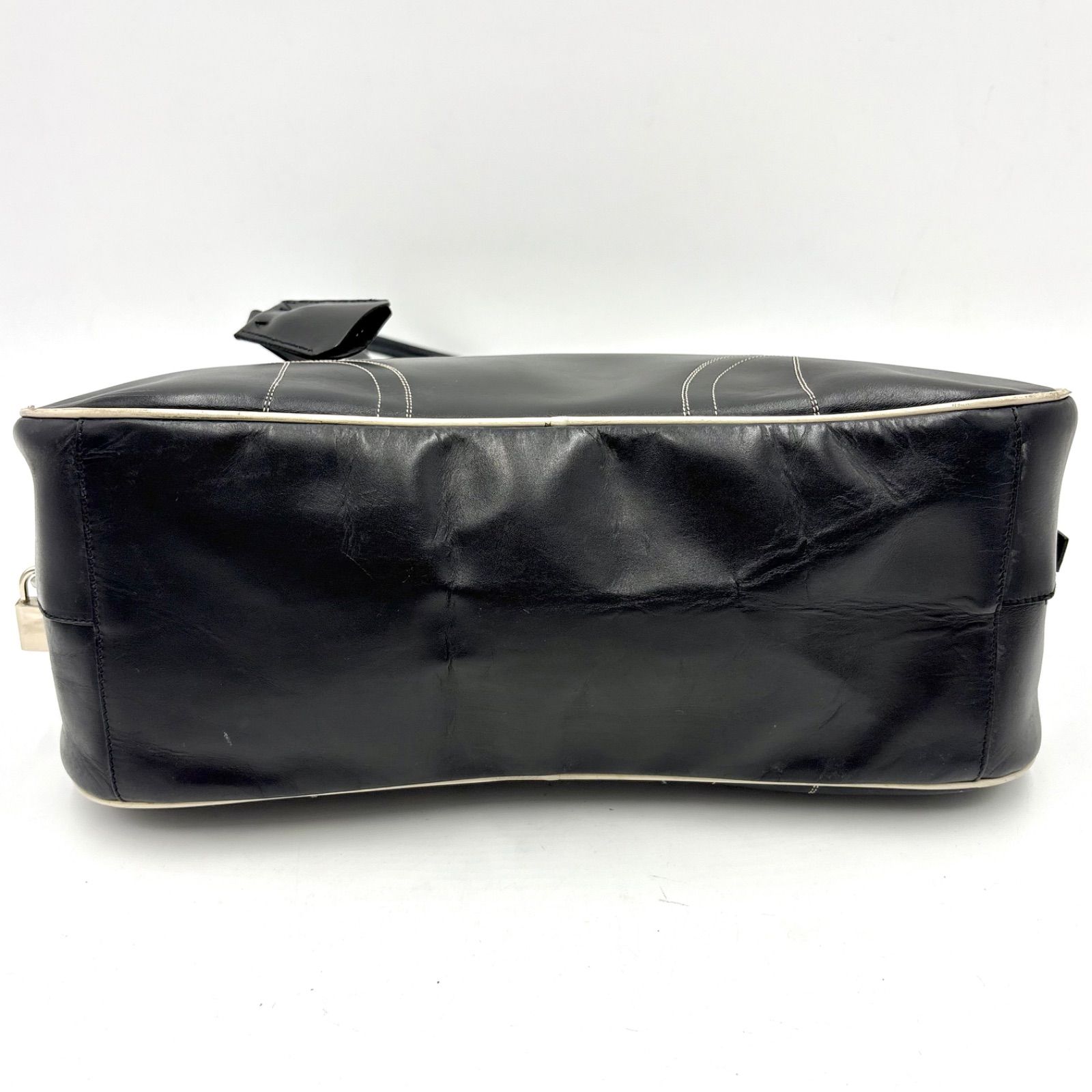 PRADA Y2K Archive Bowling bag Leather Tote Black プラダ ボーリング 