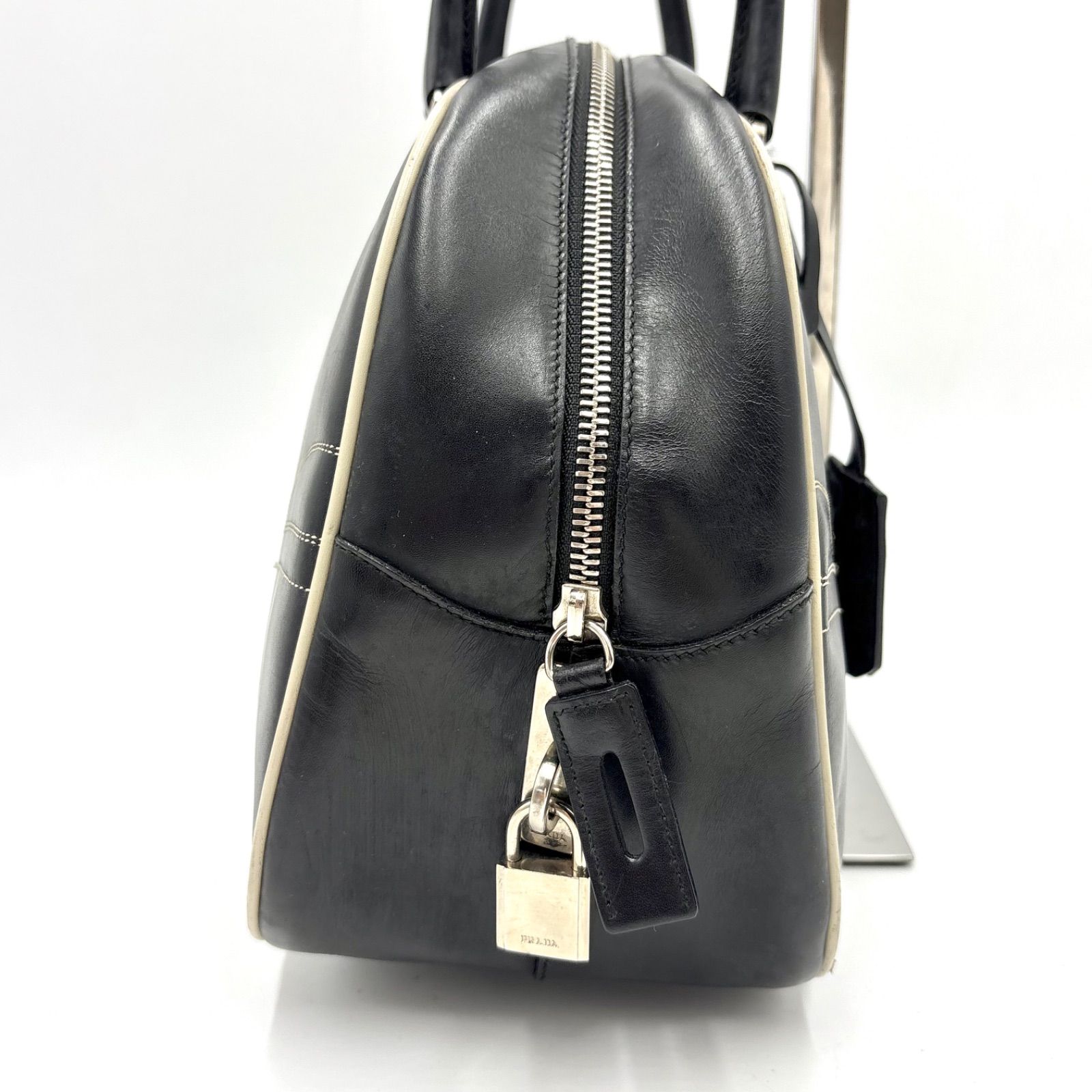 PRADA Y2K Archive Bowling bag Leather Tote Black プラダ ボーリング 
