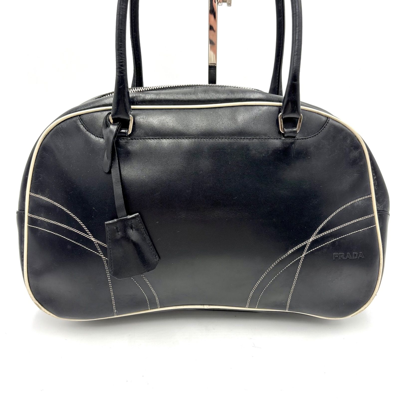 PRADA Y2K Archive Bowling bag Leather Tote Black プラダ ボーリング 