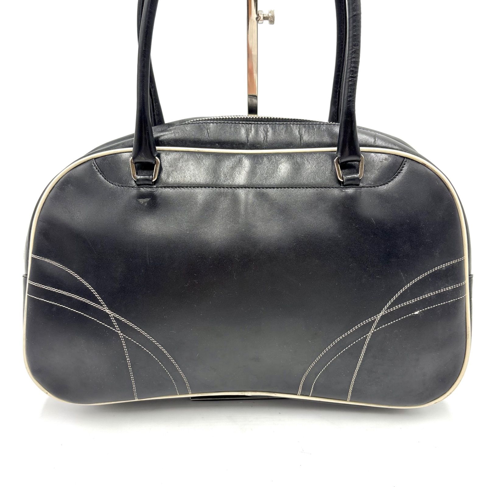 PRADA Y2K Archive Bowling bag Leather Tote Black プラダ ボーリング 
