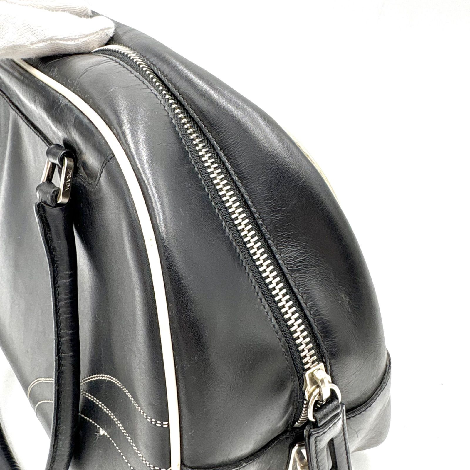 PRADA Y2K Archive Bowling bag Leather Tote Black プラダ ボーリング 