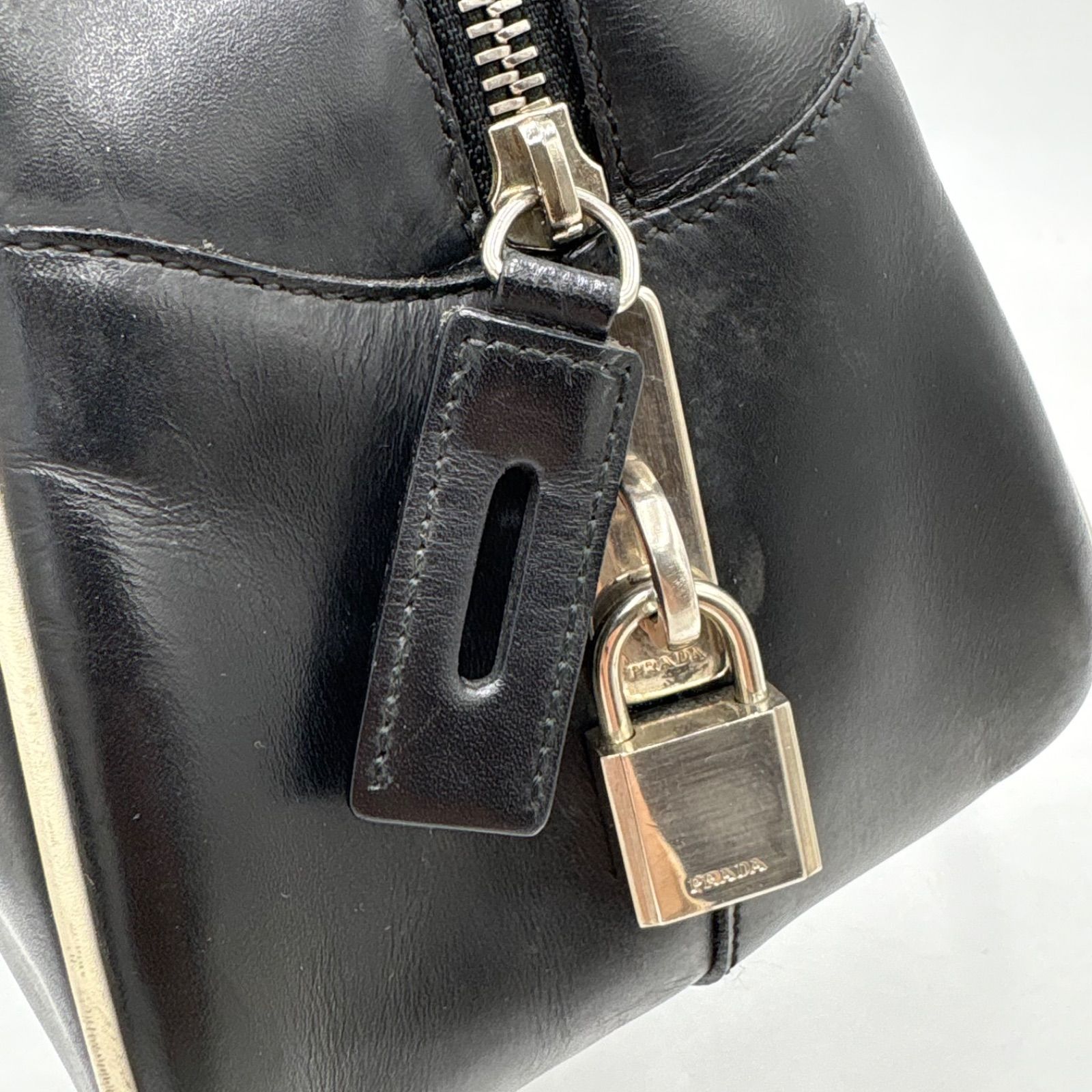 PRADA Y2K Archive Bowling bag Leather Tote Black プラダ ボーリング 