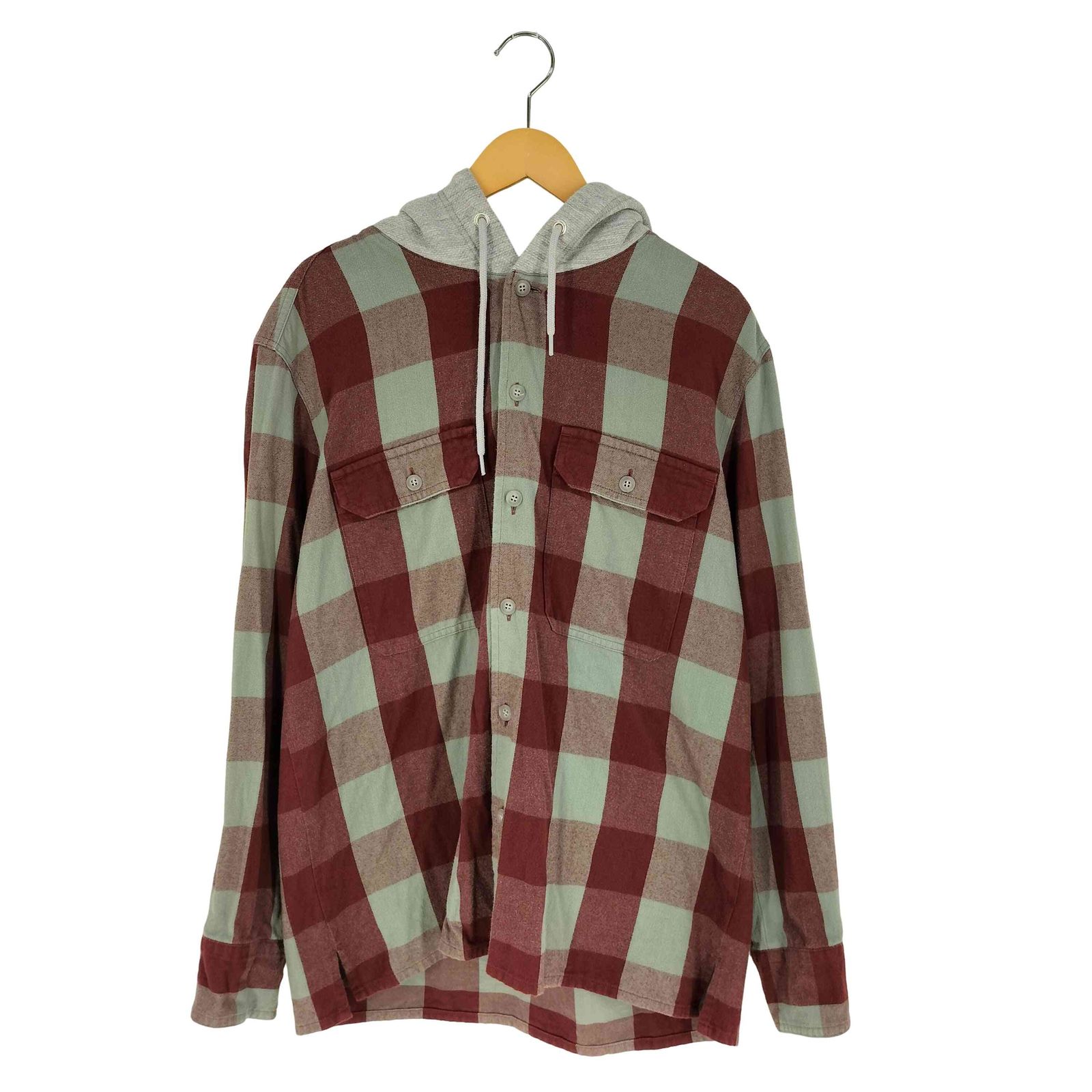 ディセンダント DESCENDANT HOODED SHIRT フード チェック ネルシャツ