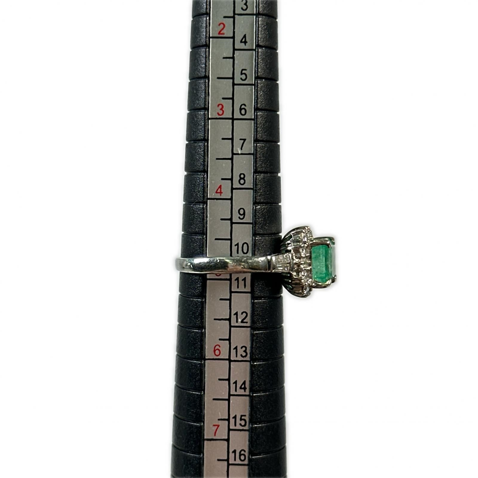指輪 リング エメラルド ダイヤモンド Pt900 E1.00 D0.40 スクエア