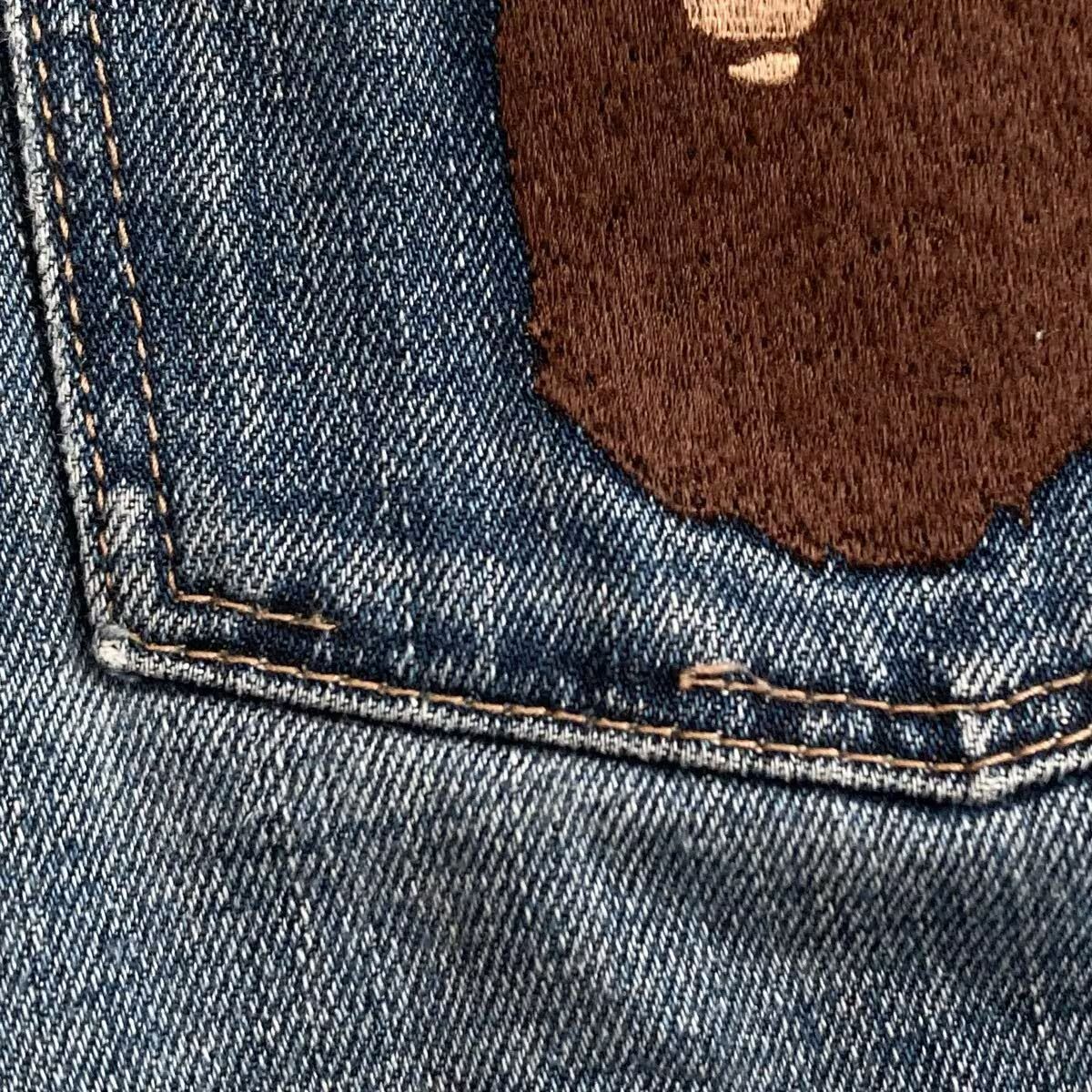 APE 刺繍 A BATHING HEAD デニム CROWN LOGO Mサイズ a bathing ape