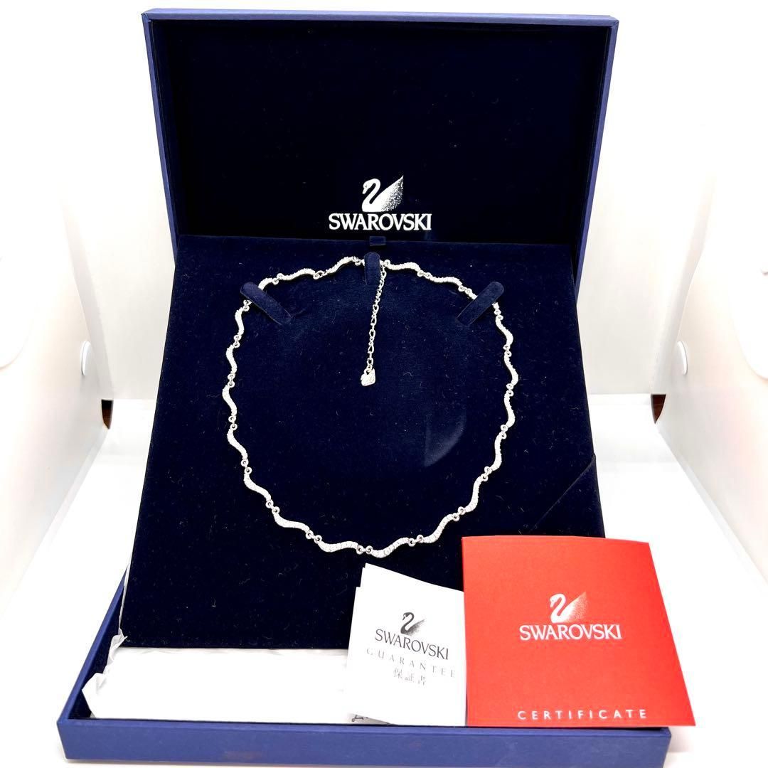 美品✨SWAROVSKI スワロフスキー ネックレス クリスタル ウェーブ クリスタル