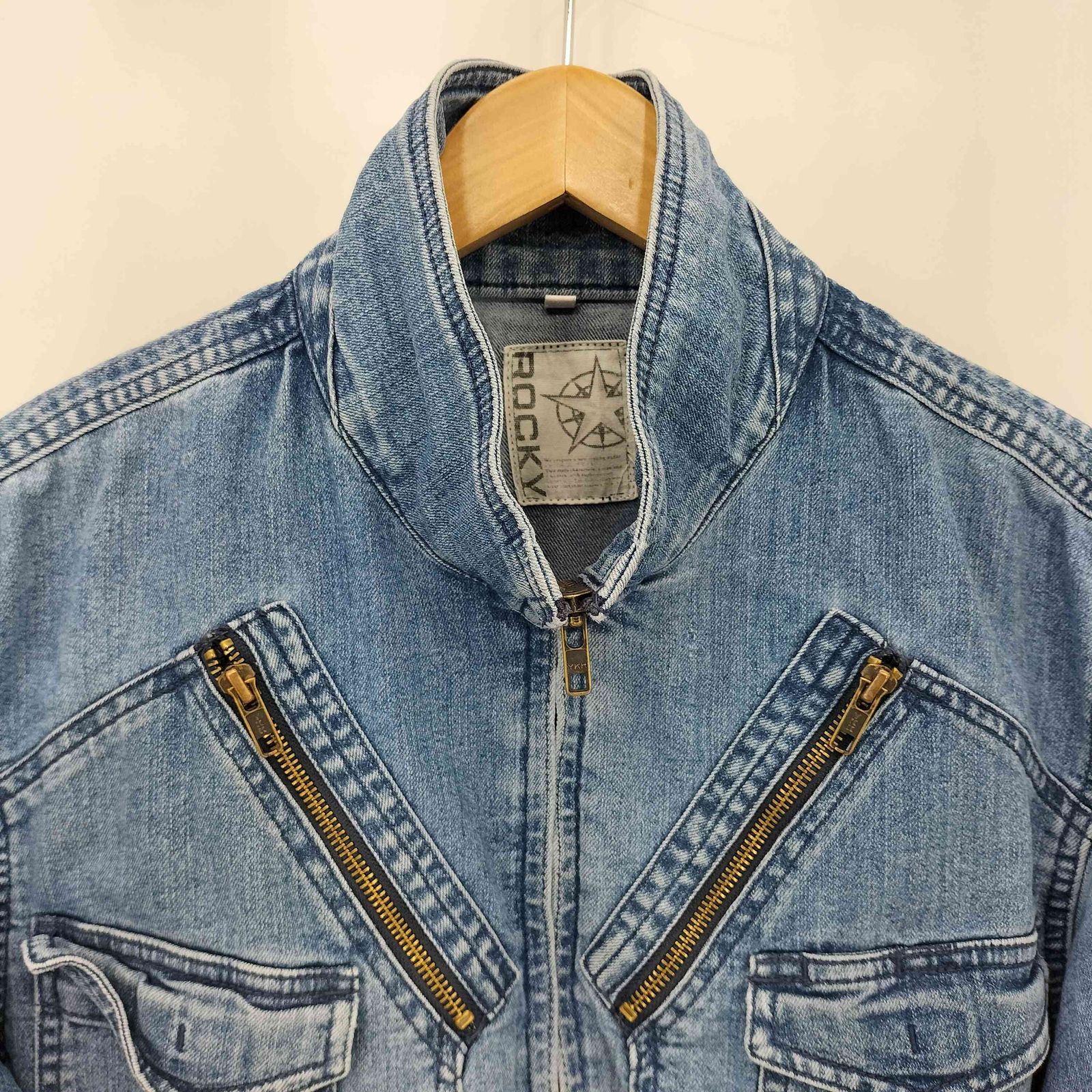 ユーズドフルギ USED古着 ハイネック ギミックデニムジャケット Y2K 