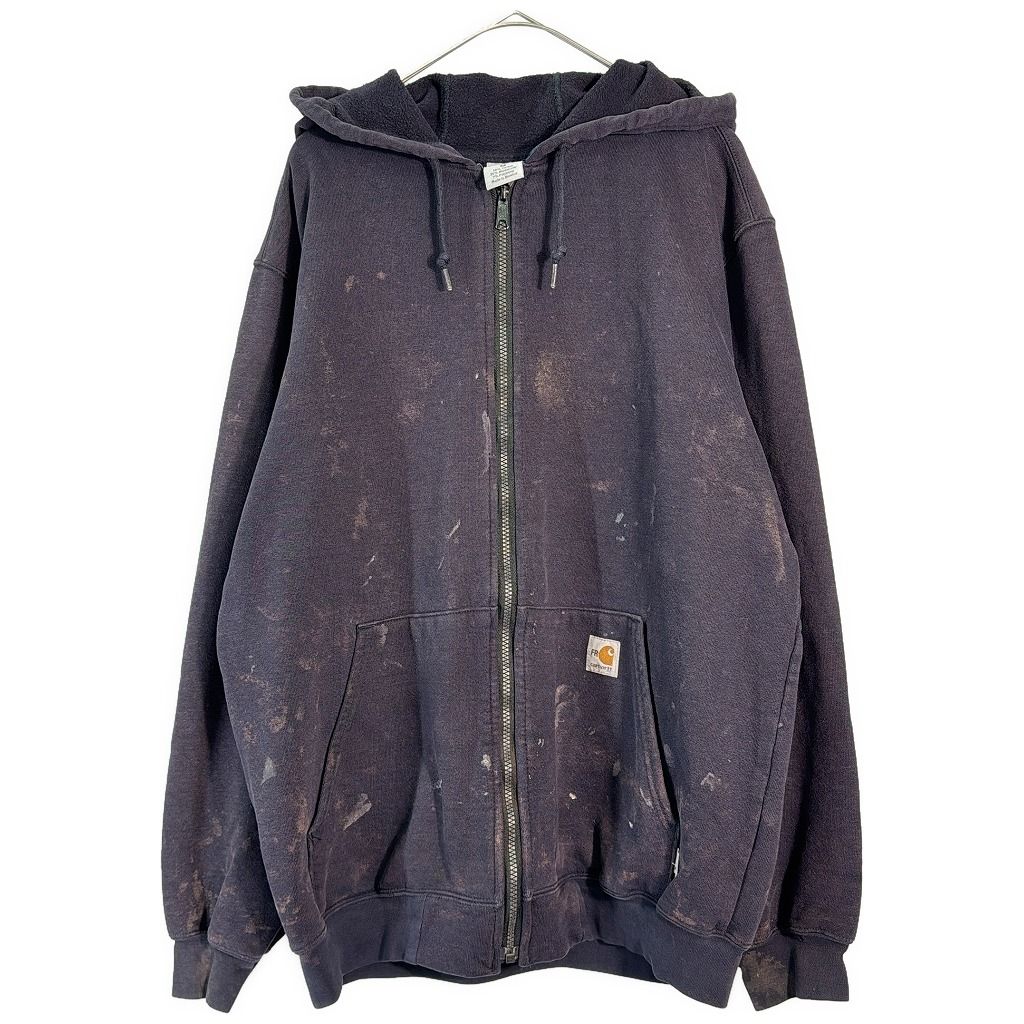 Carhartt FR カーハートFR フェード フルジップ スウェットパーカー ペンキ ネイビー(メンズ M)中古 古着 X7485 Carhartt FR カーハートFR フェード フルジップ スウェットパーカー