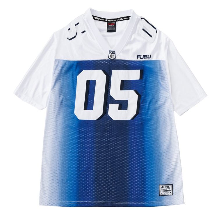 【ステハゲ】90s fubu ゲームシャツ Tシャツ HIPHOP B系 新作】【FUBU／フブ・グラデーションゲームシャツ（ホワイト