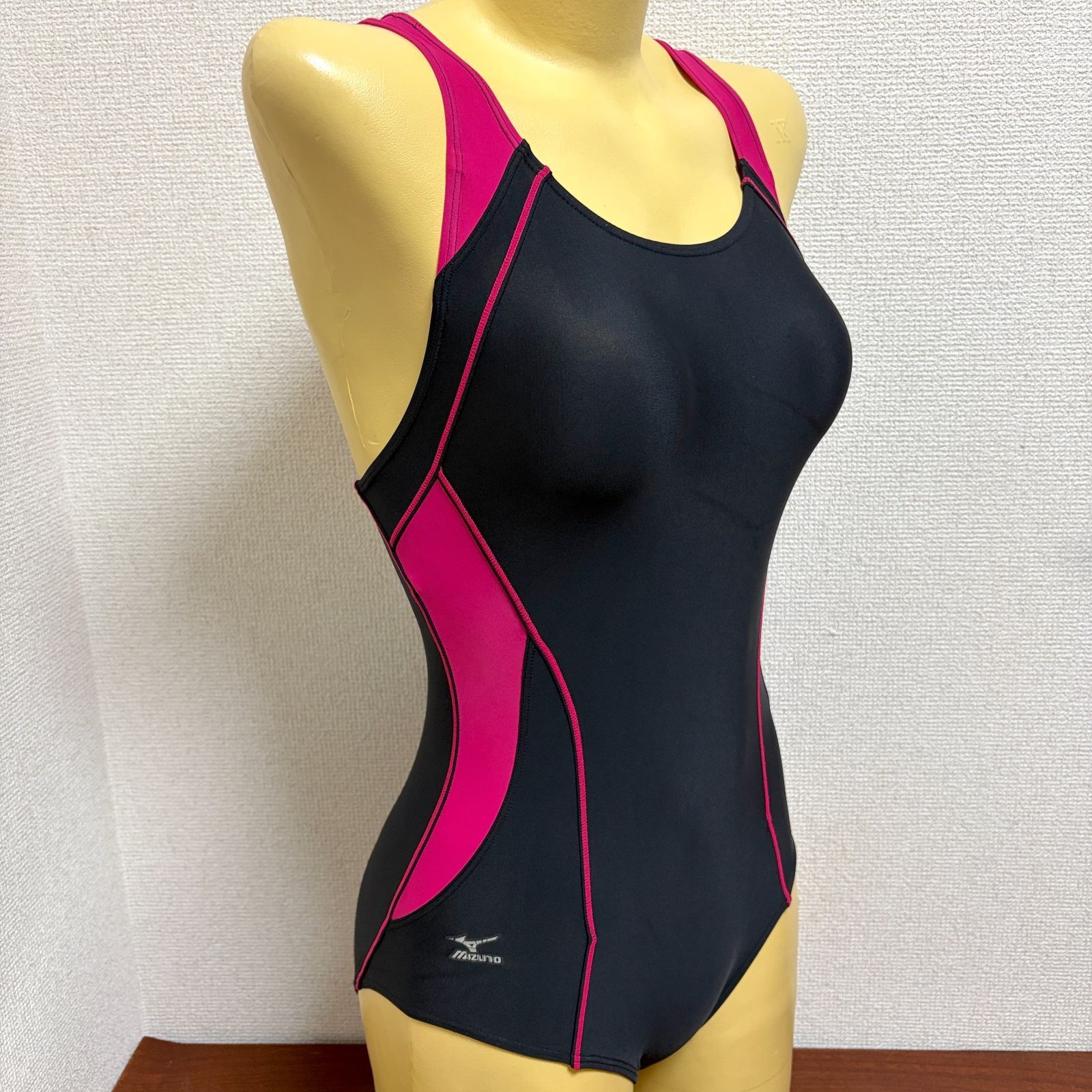 H790ミズノ♪ブラックにピンクカラー切り替え女子競泳水着