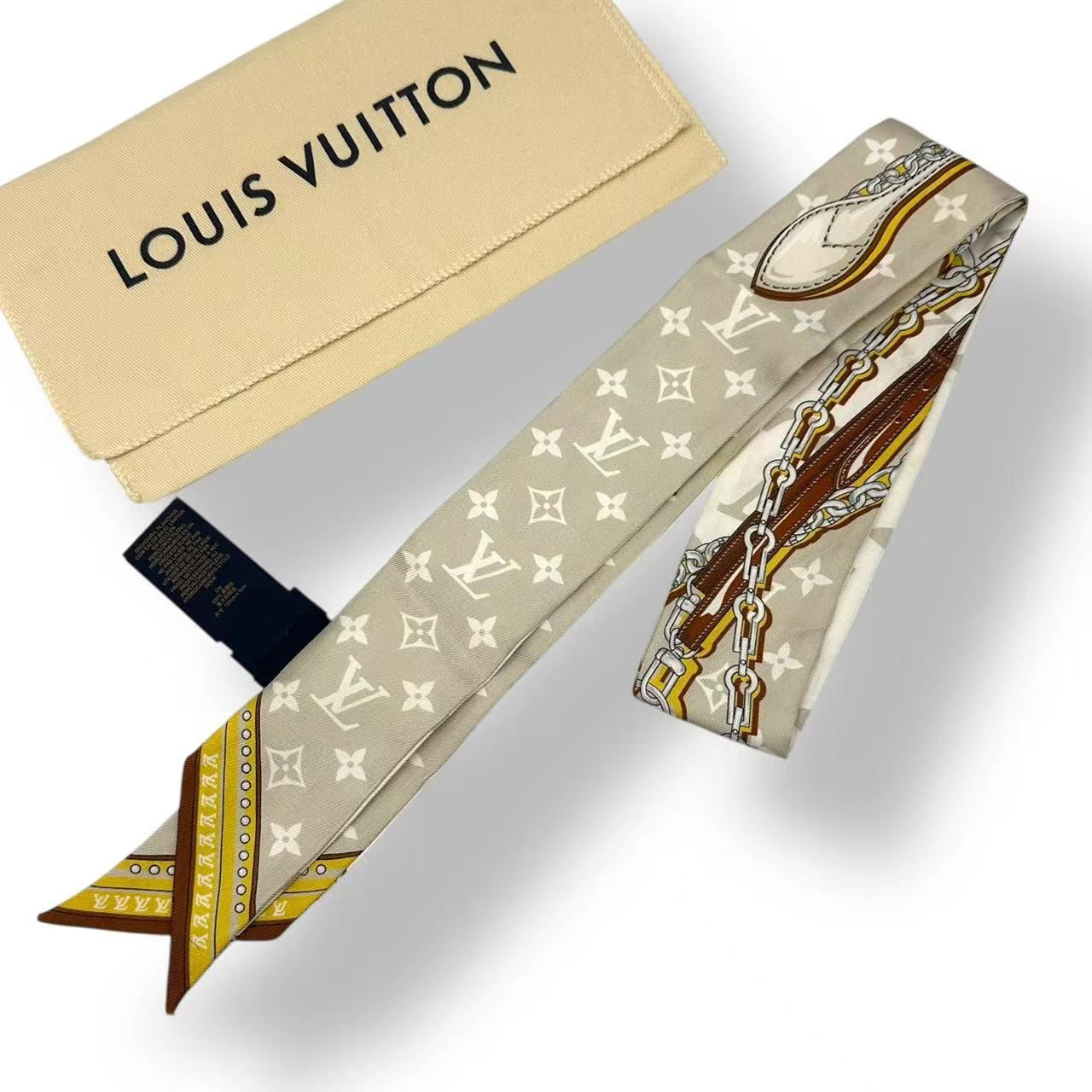 LOUIS VUITTON ルイヴィトン バンドー スカーフ ブラウン ホワイト 