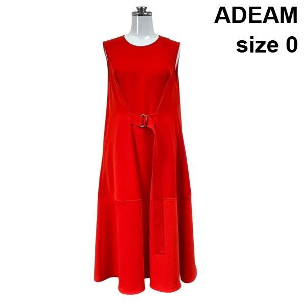 □ アディアム ADEAM ワンピース ロング丈 フレア ノースリーブ クルー 
