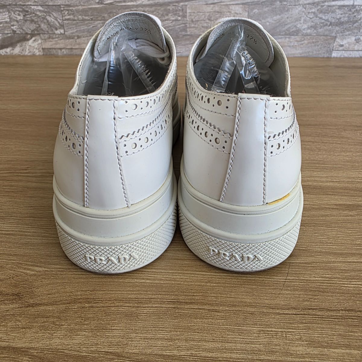 値下げ】PRADA プラダ 厚底 ウイングチップ レースアップ エナメル