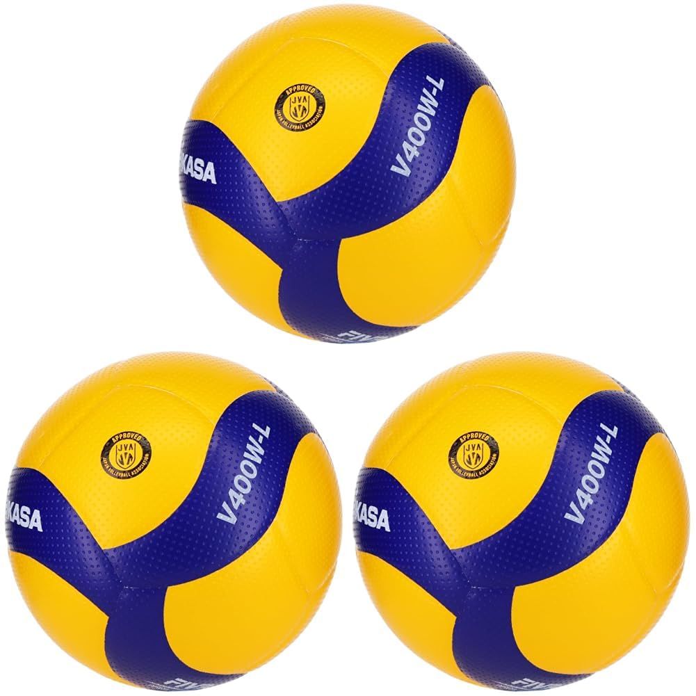 新品 ミカサ(MIKASA) バレーボール 軽量4号 日本バレーボール協会検定球 小学生用 イエロー/ブルー V400W-L 推奨内圧0.3(kgf/) (× 3)
