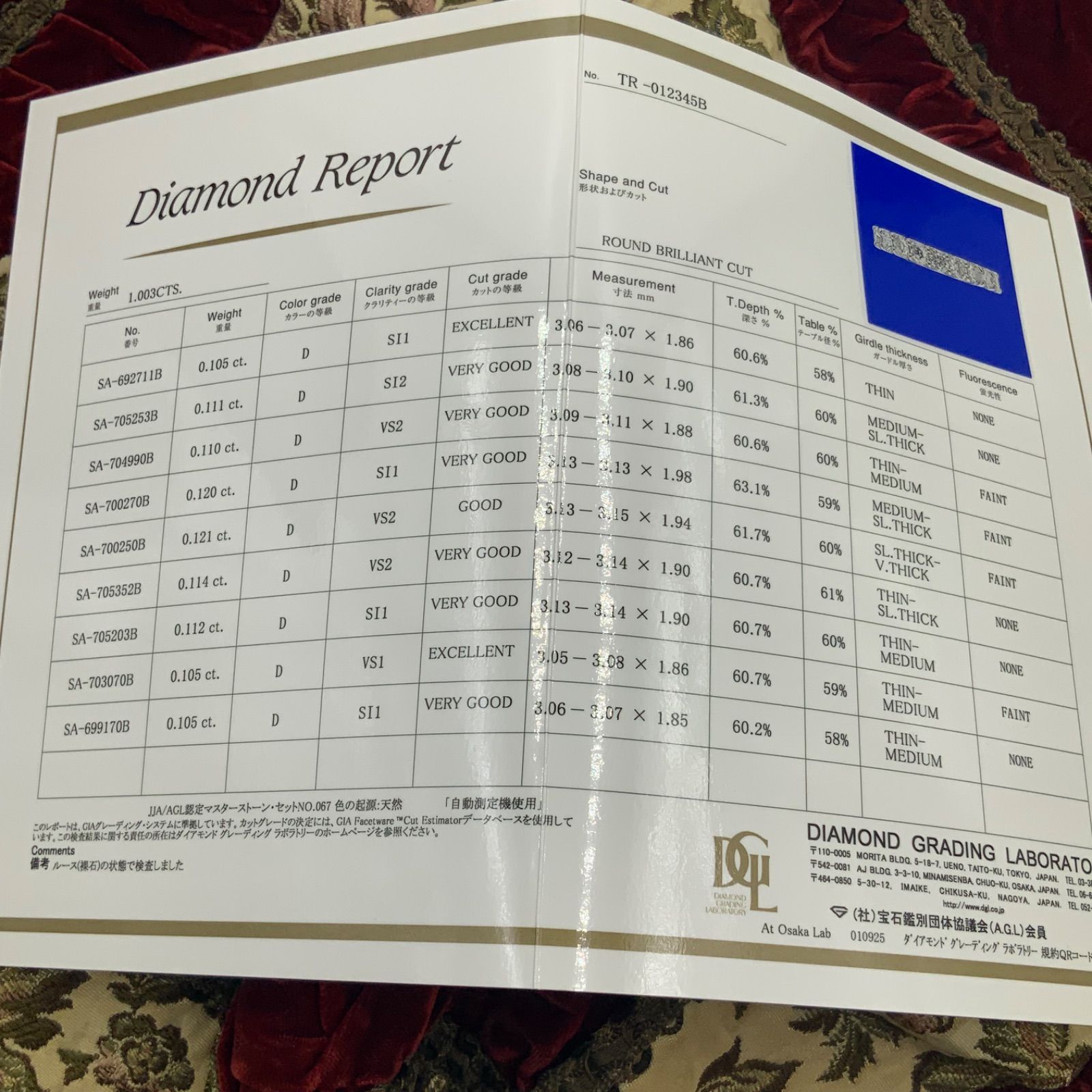 Pt900 ハーフエタニティリング 1ctup 5g 約10号 鑑定書付付 - メルカリ