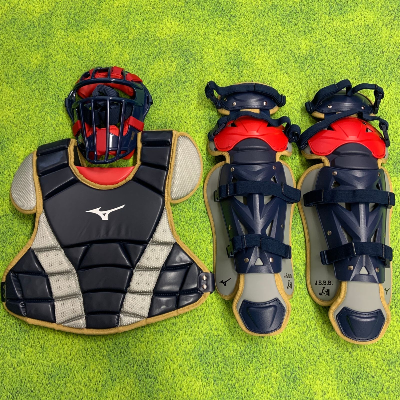 ミズノ MIZUNO 小学生軟式用／ゴムソフトボール用捕手防具3点セット 1DJPC02874 H-4586
