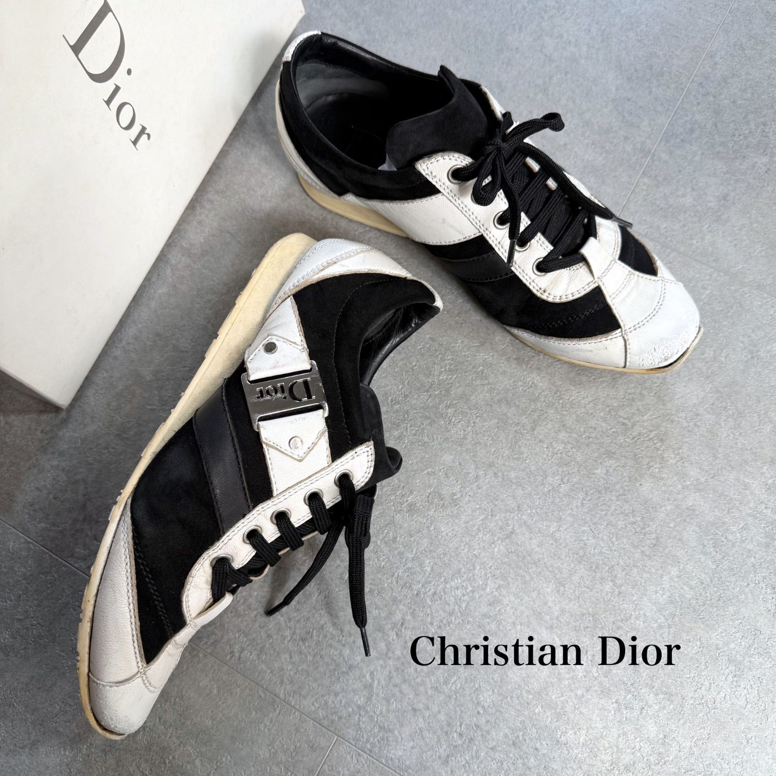 Christian Dior クリスチャンディオール ロゴプレート レザー スエード 
